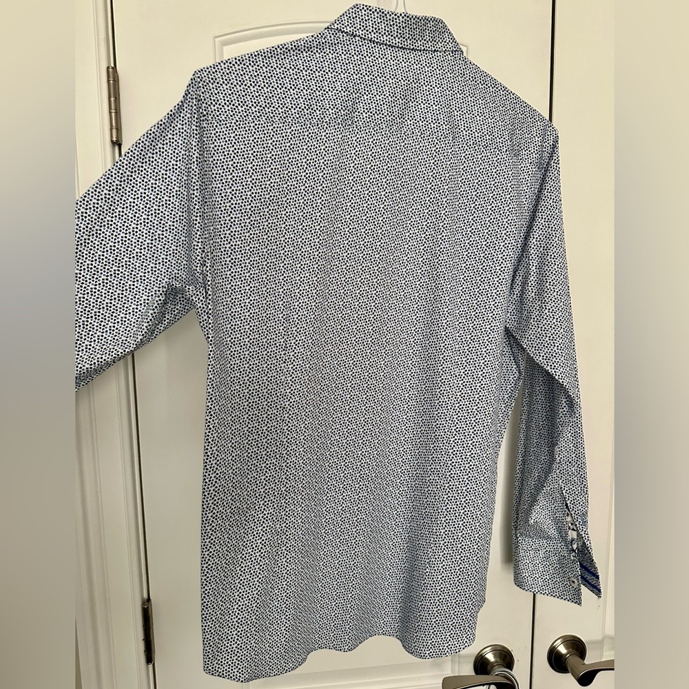 Robert Graham White and Navy Microdot Dress Shirt - Picture 5 of 14